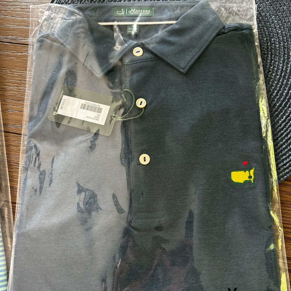 Peter Millar Navy Polo with Yellow and Green Embroidered Logo